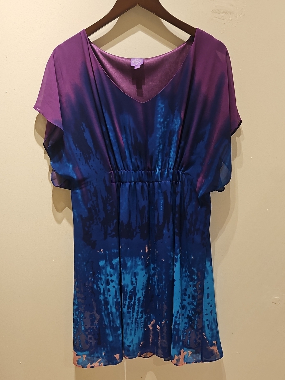 Jolie Purple and Blue Tie-Dye V-Neck Tunic